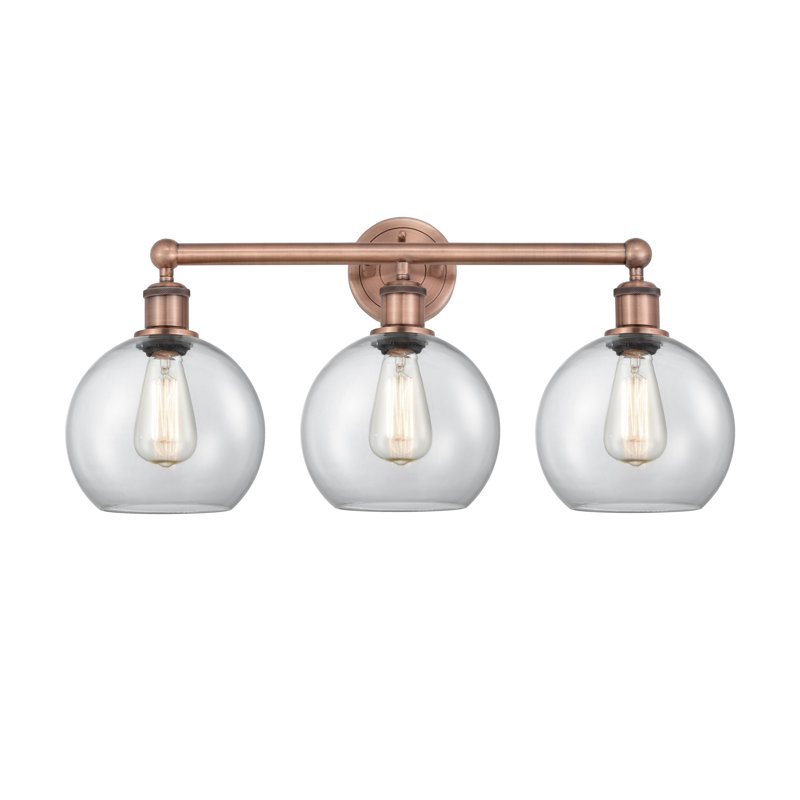 Ellington 3 - Light Dimmable Vanity Light, Clear, Antique Copper