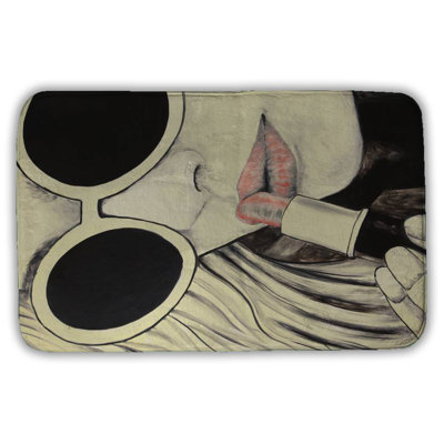 Pink lips Bath Mat with Non-Slip Backing - Quick Dry Memory Foam Bathroom Rug - Absorbent - Modern Plush Spa-Style - Machine Washable