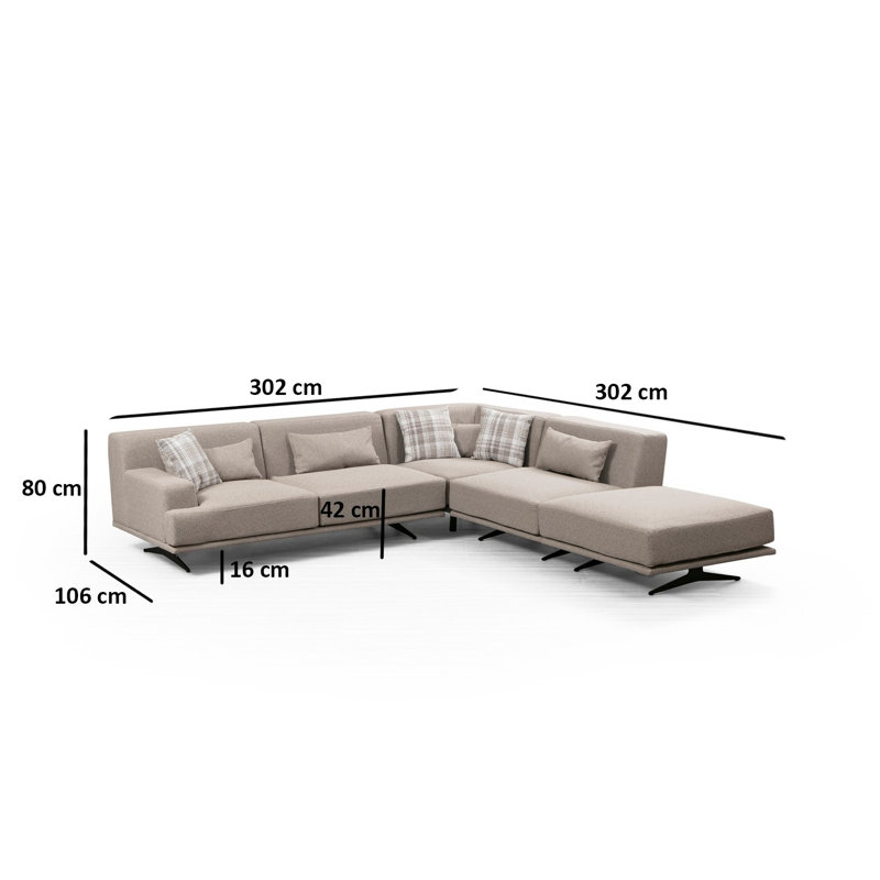 Canapé modulaire de 118,9 po de largeur, Accoudoir à droite (vu de face)