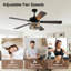 Ventilateur de plafond en cristal 60 "avec lumières et télécommande, moteur CC réversible à 6 vitesses, minuterie, pour chambre à coucher