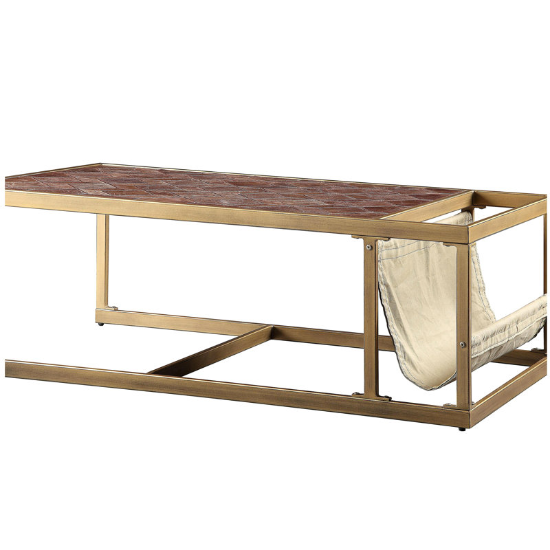 Table basse rétro avec porte-revues brun