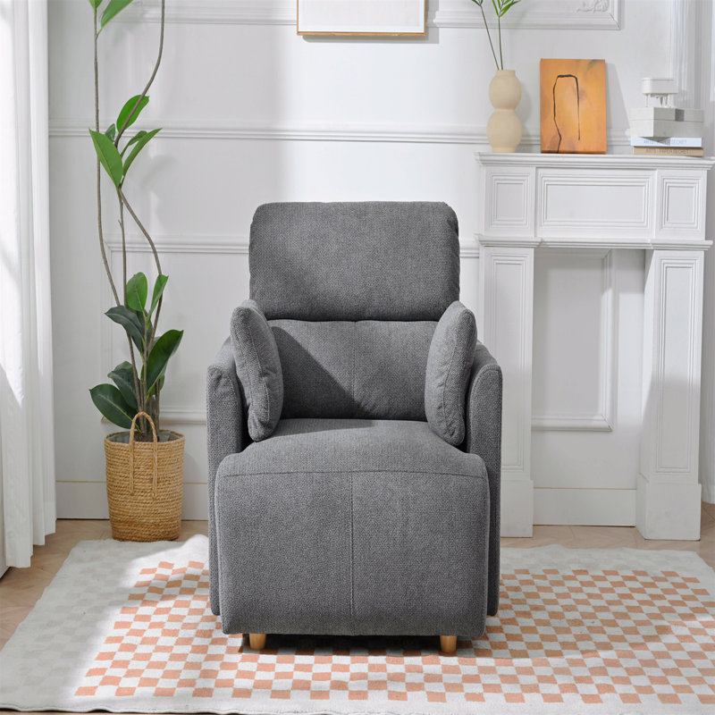 Fauteuil d'appoint rembourré avec repose-pieds avec rangement, Gris
