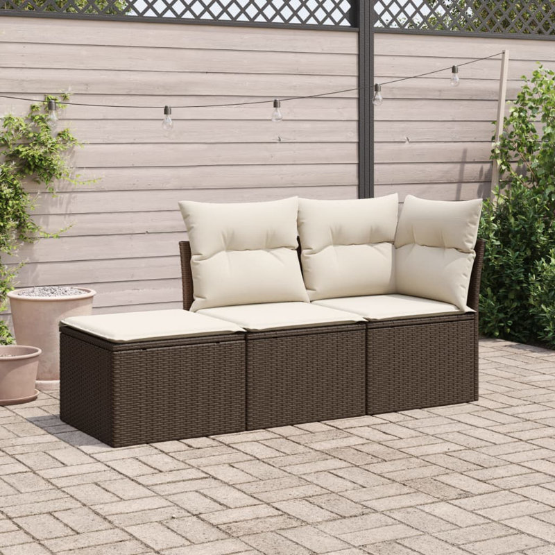 Ensemble de canapé de jardin modulaire en rotin PE 3 pièces Vidaxl