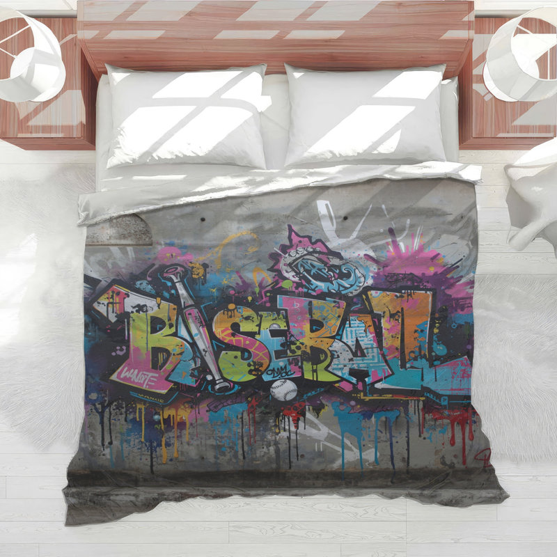 Graffiti Baseball Bat Street Comforter, Twin