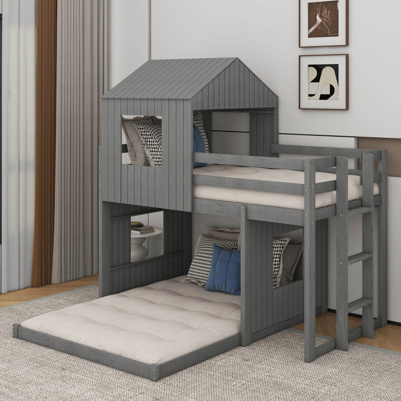 Twin Over Full Bunk Bed, White