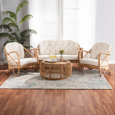 Capriles 4 Piece Rattan Living Room Set