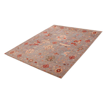 Tapis gris moderne noué à la main One Of Kind Oushak 8 pi 0 po x 10 pi 3 po