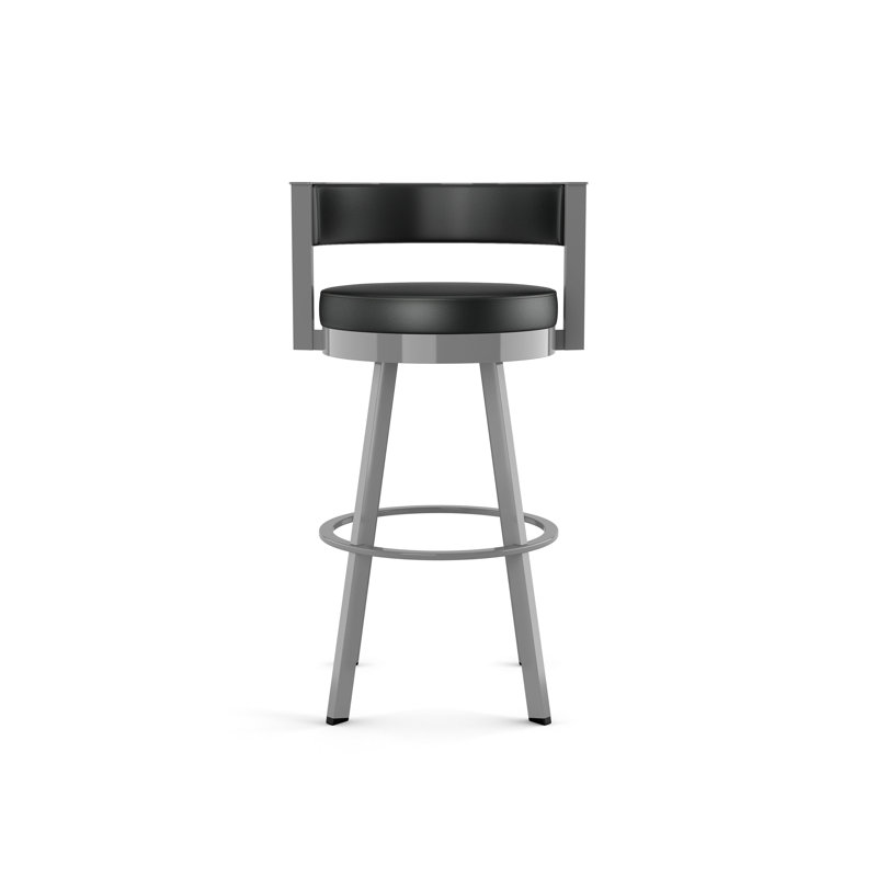 Tabouret de bar et de comptoir pivotant Matthews, Gris, Similicuir noir, Tabouret de comptoir (siège d'une hauteur de 26 p