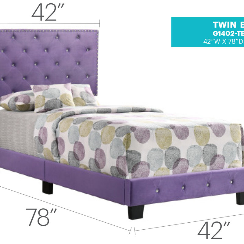 Charmant lit simple mauve, H 47 po x l 42 po x P 77 po