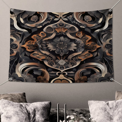 Ornate Floral Motif Wall Tapestry - Floral Wall Decor