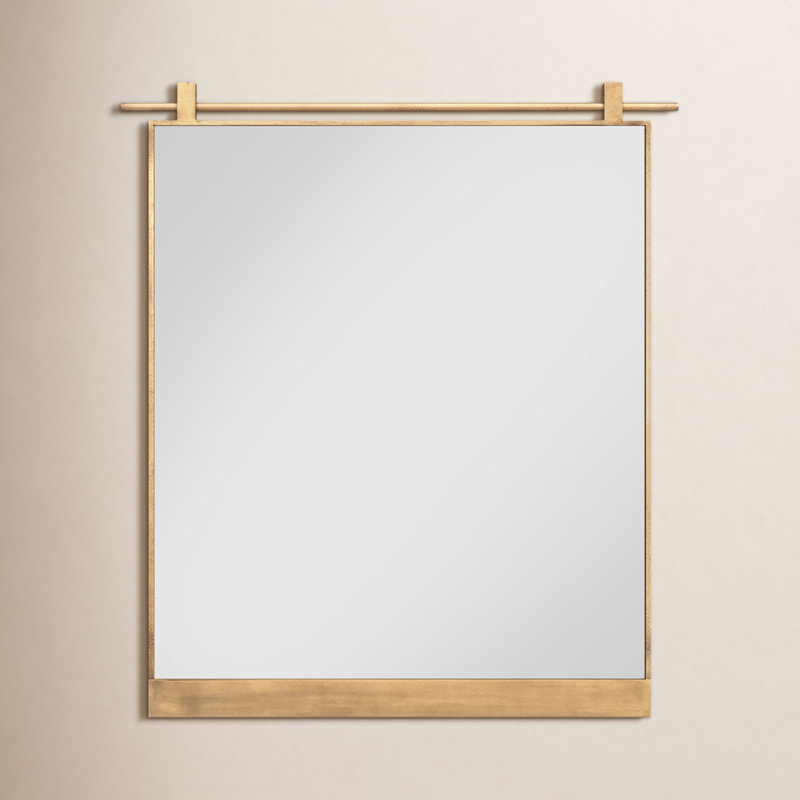 Hutton Metal Flat Wall Mirror, 34" x 30", Antique Brass