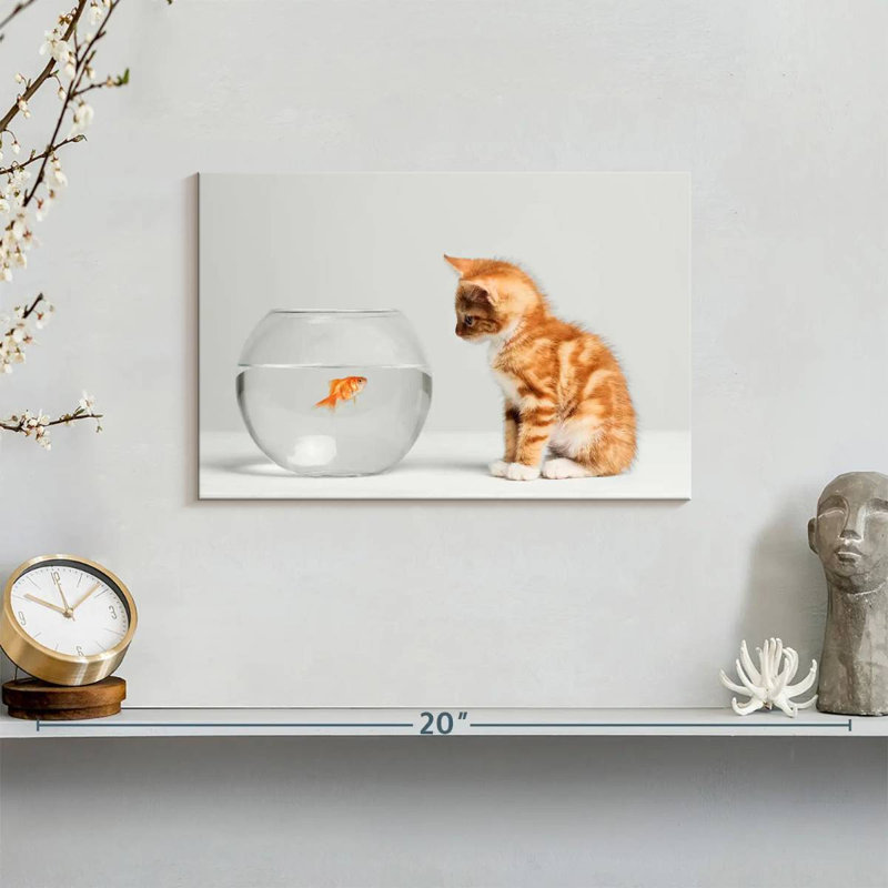 Pet Fish And Kitten, 8" H x 12" W