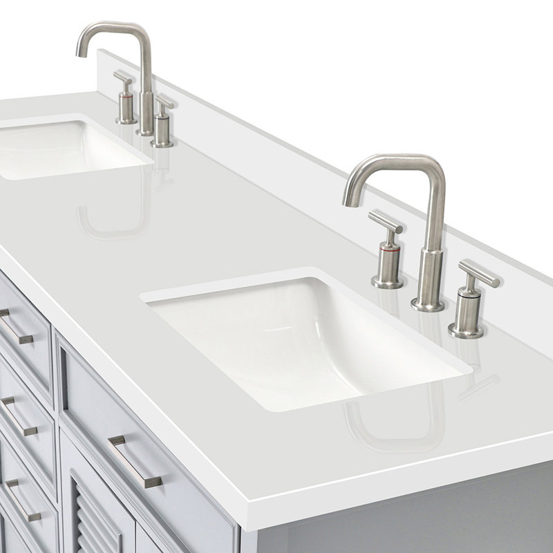Kensington 73'' W Double Vanity, Gray, Rectangular, Pure White Quartz