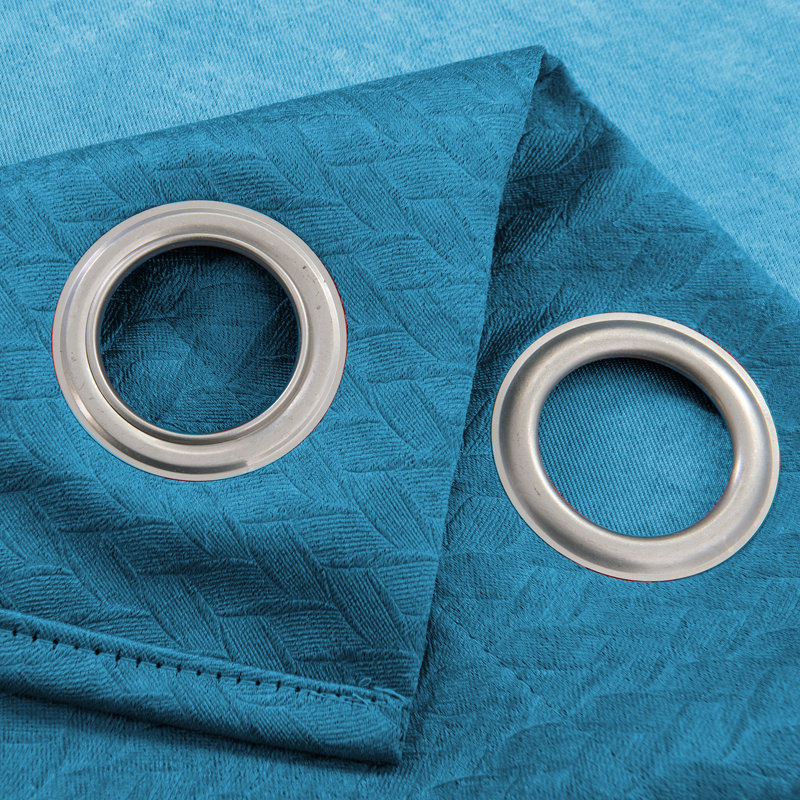 Wilfredo Embossed Matte Blackout Grommet Window Curtains, 52" W x 95" H, Blue