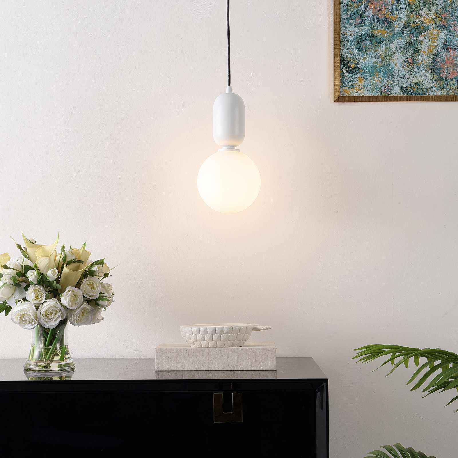 Matsu Single Light Glass Dimmable Pendant