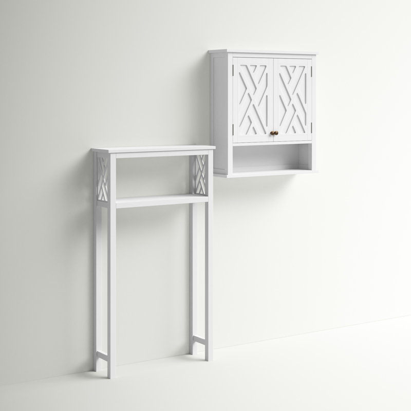 Lund Coventry Over Toilet Open Storage Shelf, Wall Mounted Bath Storage Cabinet with Two Doors and Open Shelf
