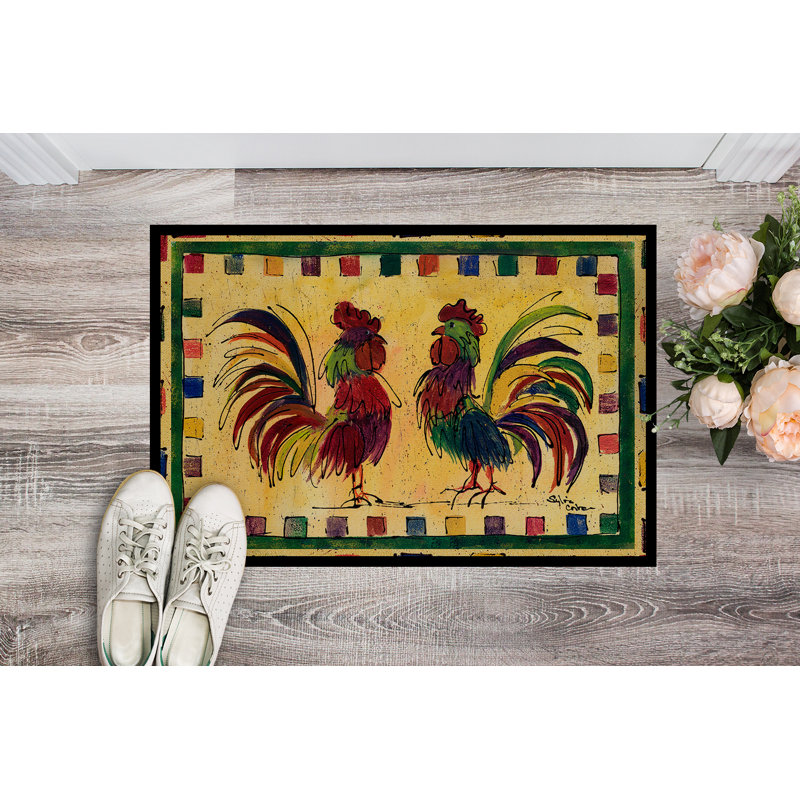 Tapis d'intérieur anti-dérapant Dehanae Rooster, Rectangle 2 pi x 3 pi
