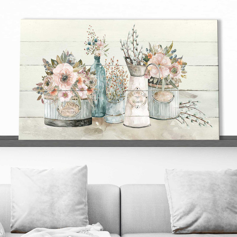 Marché aux fleurs par - Peinture, Toile tendue, H 36 po x l 60 po x P 1,5 po