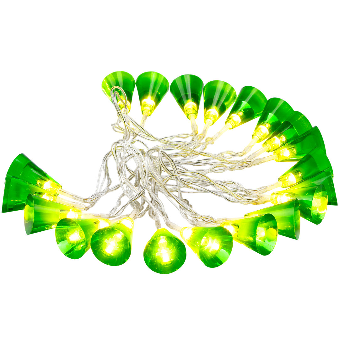 Arrowwood 9.84ft 20 LED Krypton Green Conical String Lights, 8 Modes, Battery Powered Arlmont & Co.