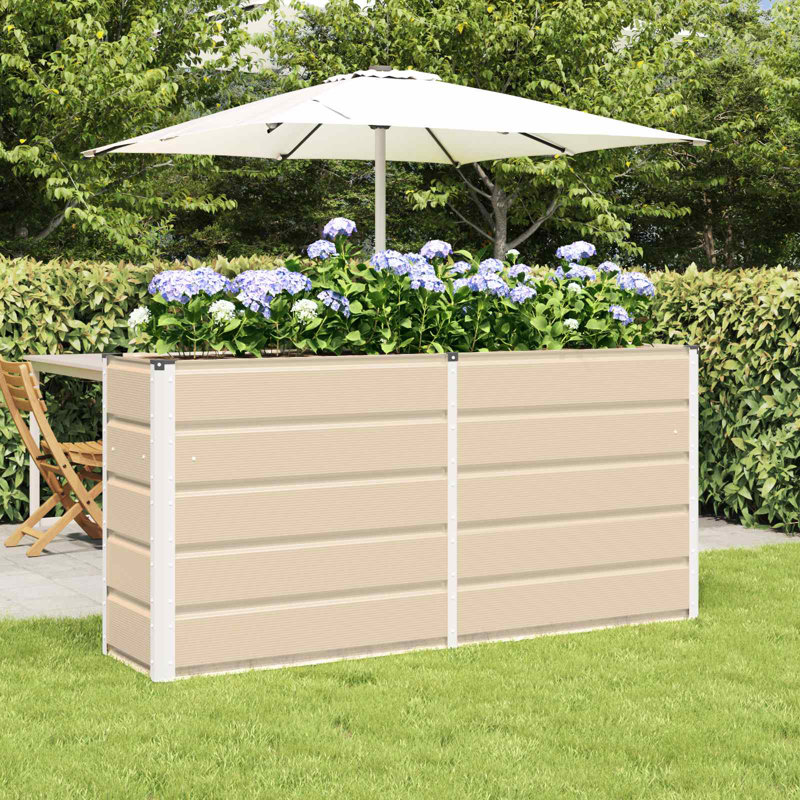  Planter 160 X 40 X 75 Cm Steel, Ivory