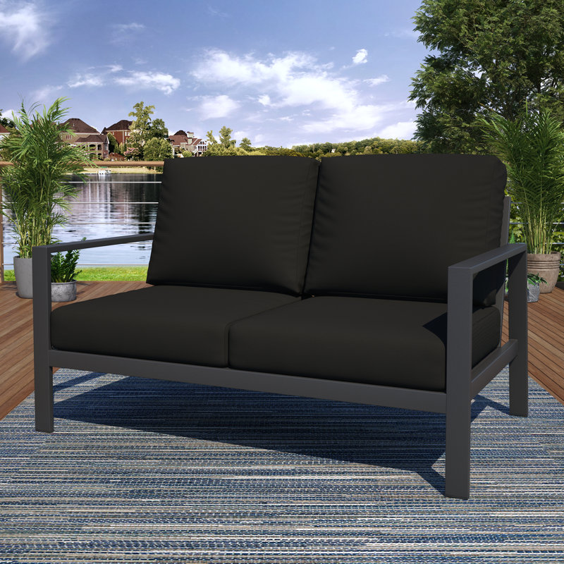 Ensemble de conversation Townsend avec coussins Sunbrella®, Toile Sunbrella® noir, Gris