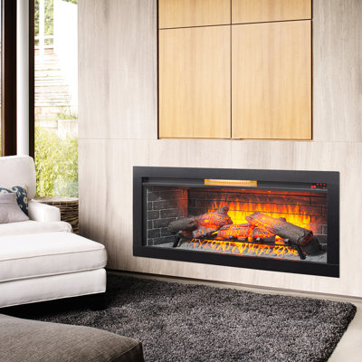 Foyer électrique 42 pouces à infrarouge avec garniture amovible, installation à double précaution, puissance de 1 500 W, 4 degrés de luminosité de la flamme / homologation UL, génération de chaleur 5018, 2 styles de montage disponibles, réglable