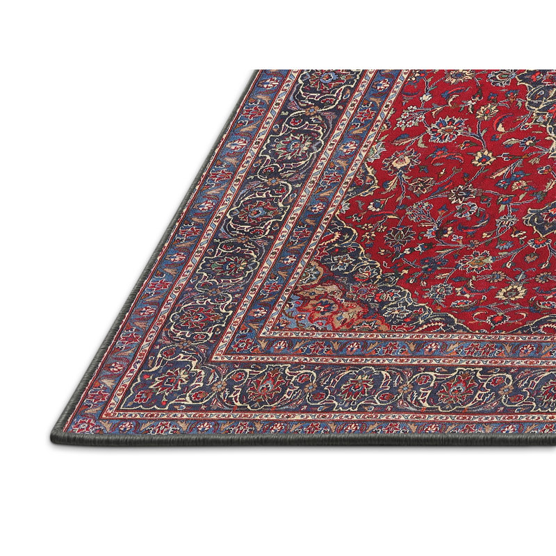 Tapis traditionnel rouge / gris, Rectangle 8 pi x 10 pi