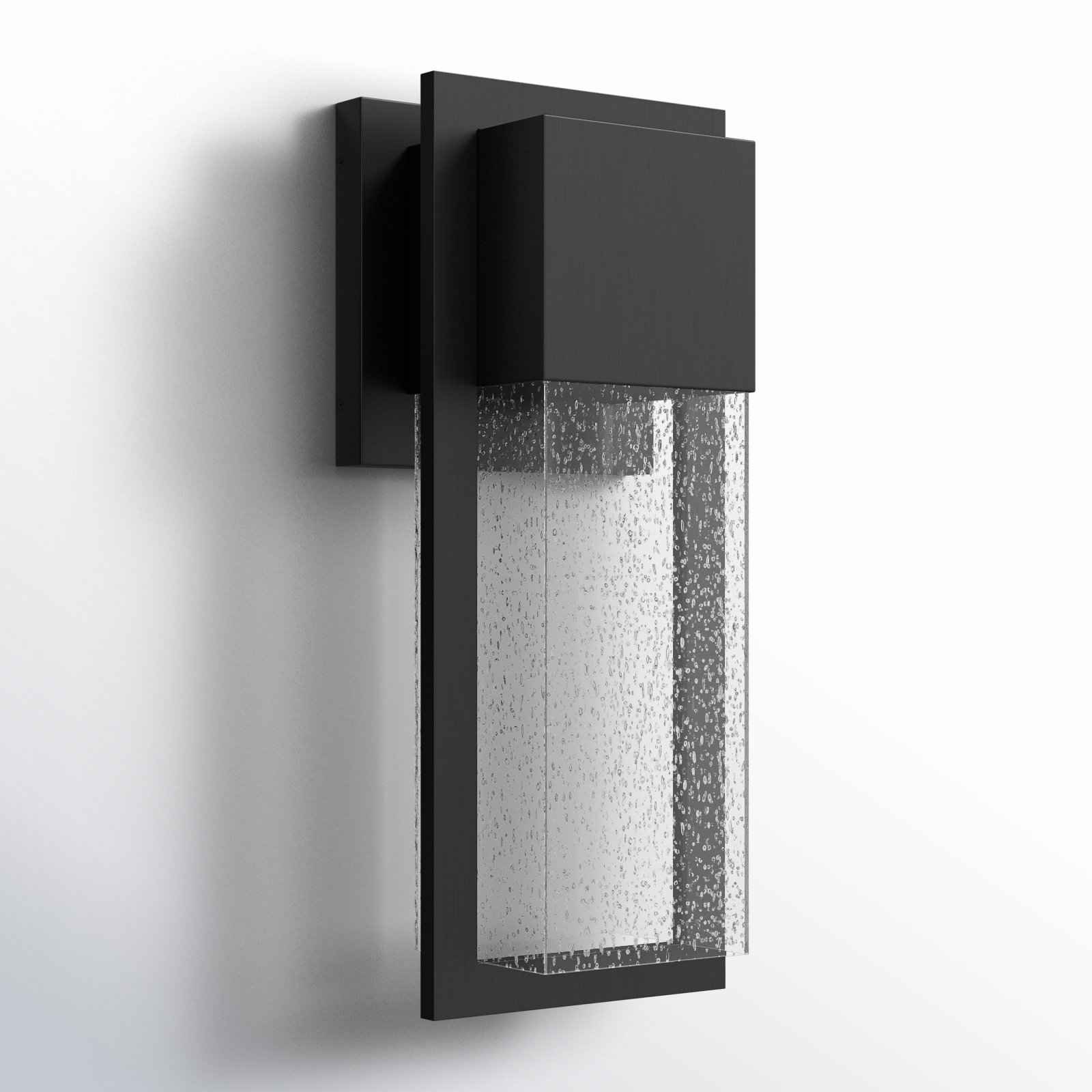 Kimora Glass Outdoor Wall Lantern, Black, 20" H x 8" W x 5.7" D