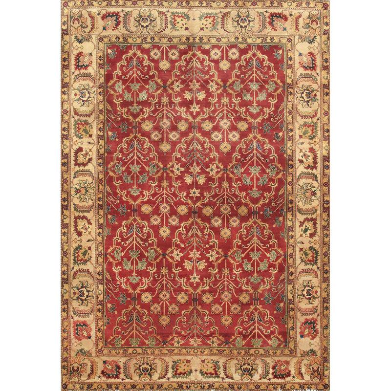 Canvello Agra Collection Hand-Knotted Lamb's Wool Area Rug- 6' 3" X 8' 9"