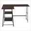 Bureaux, bureau d'ordinateur en L industriel avec tablettes de rangement, L 48 po, stratifié espresso | Métal noir