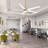 Elraine 65" Large Modern Ceiling Fan with Light Kit and Remote Control, 3 LED Colours, 6 Speed Noiseless DC Motor, 5 Plywood Blades, for Indoor/Covered Outdoor Use-235019305-235019318