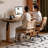 Brown Rectangular Hight adjustable Solid Wood drawers desk-108205775