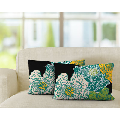 Floral Outdoor Reversible Throw Pillow