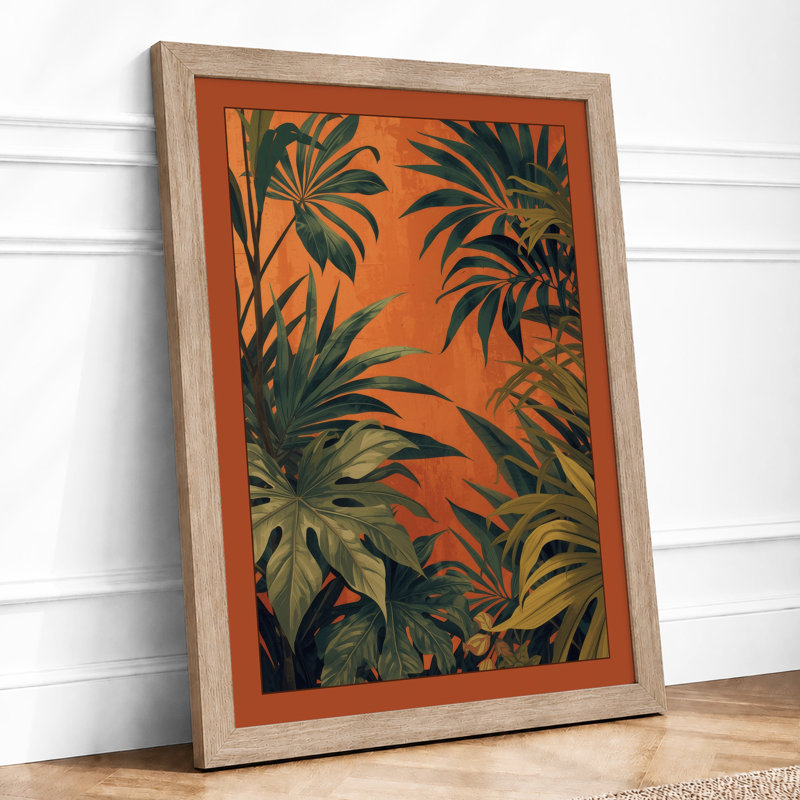 Palm Silhouettes Tropical - Framed Print, Oak, A4 - 29.7 x 21.0 cm