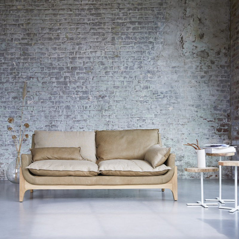 Woodnest Upholstered Sofa, Beige