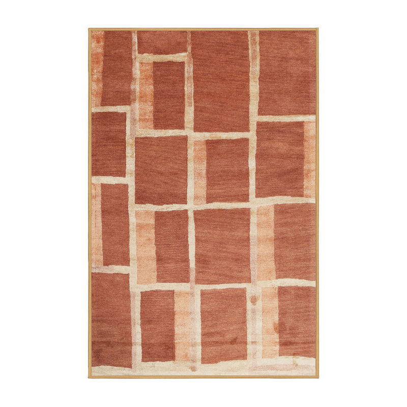 Tapis abstrait brun / beige, Rectangle 5 pi x 7 pi