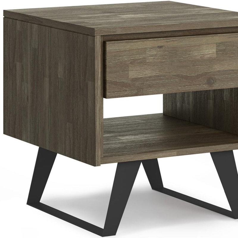 Table de bout carrée 22 po en métal gris, Gris