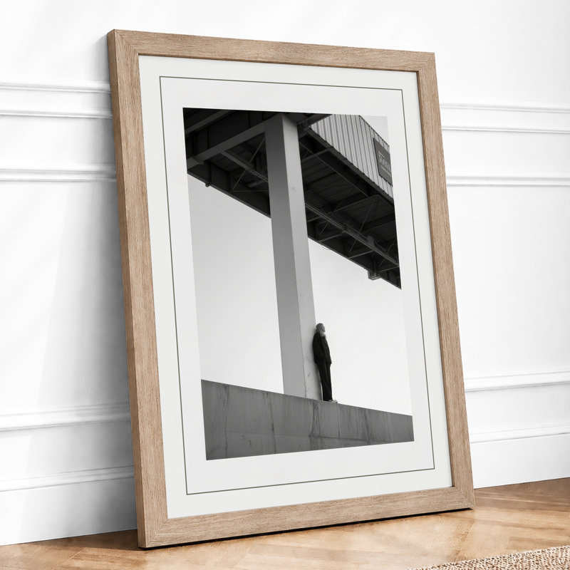 Figure Under Bridge Industrial - Framed Print, A1 - 84.1 x 59.4 cm, Oak