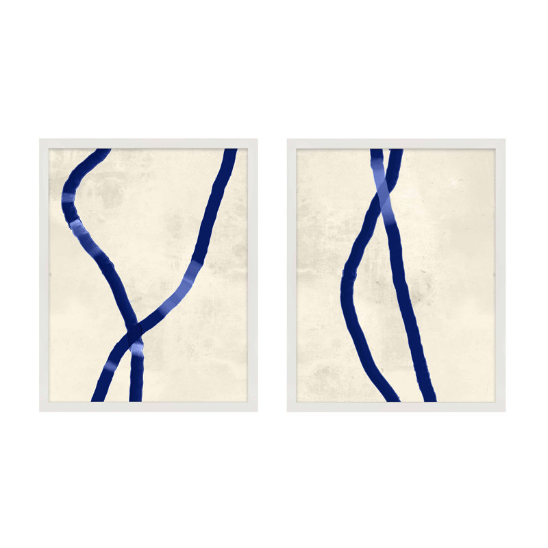 Blue Rope Print by Jacques Pilon, 20" H x 32" W x 1.25" D, White Framed