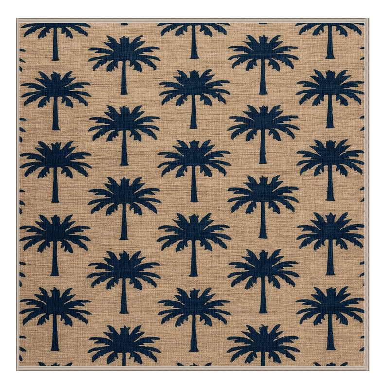  Tapis hawaïen lavable Palm Silhouettes, Carré 5 pi