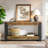 Farmhouse Wood Console Table with Floor Shelf