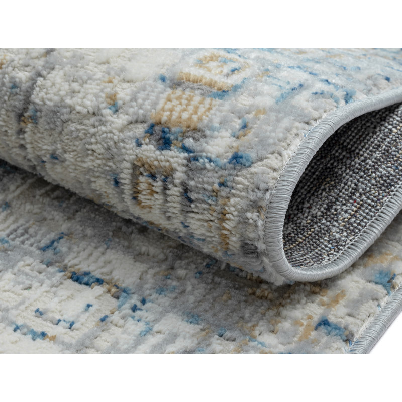 Lillith Machine Woven Beige/Blue/Grey Indoor Rug, Rectangle 160 x 230cm