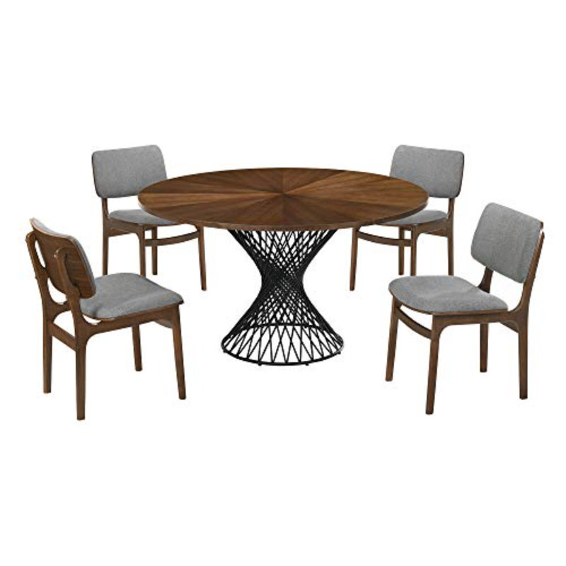 Schoonmaker 4 - Person Pedestal Dining Set, Walnut, Walnut