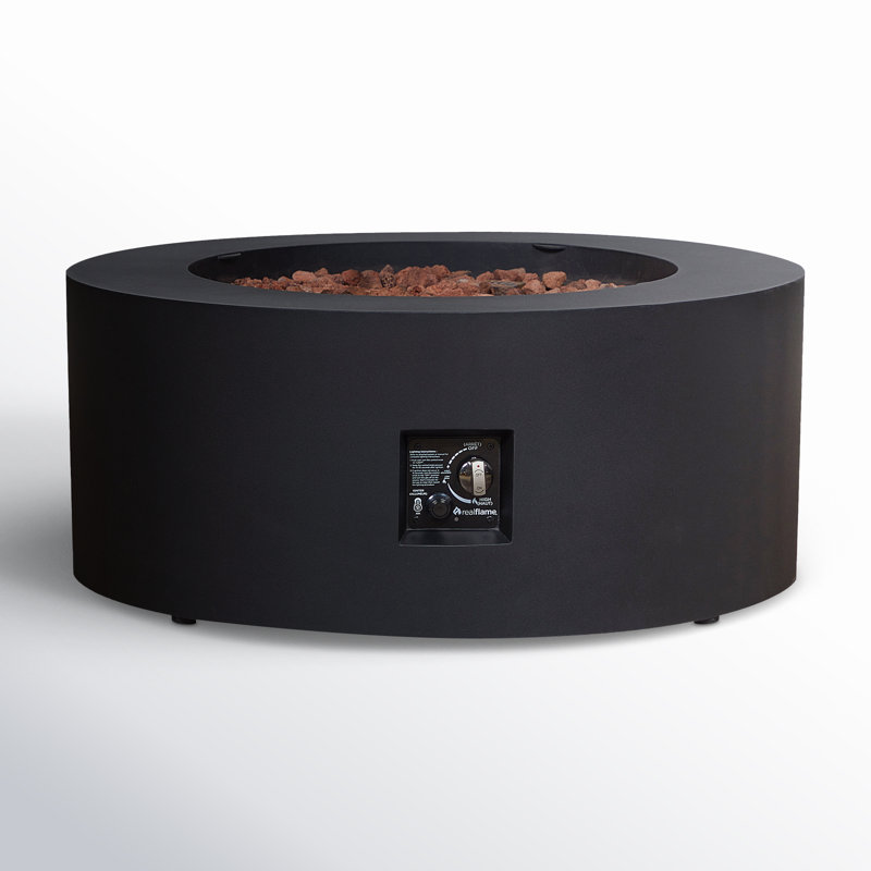 Aegean 36" Round Steel Propane or Natural Gas Fire Pit Table by Real Flame, Black