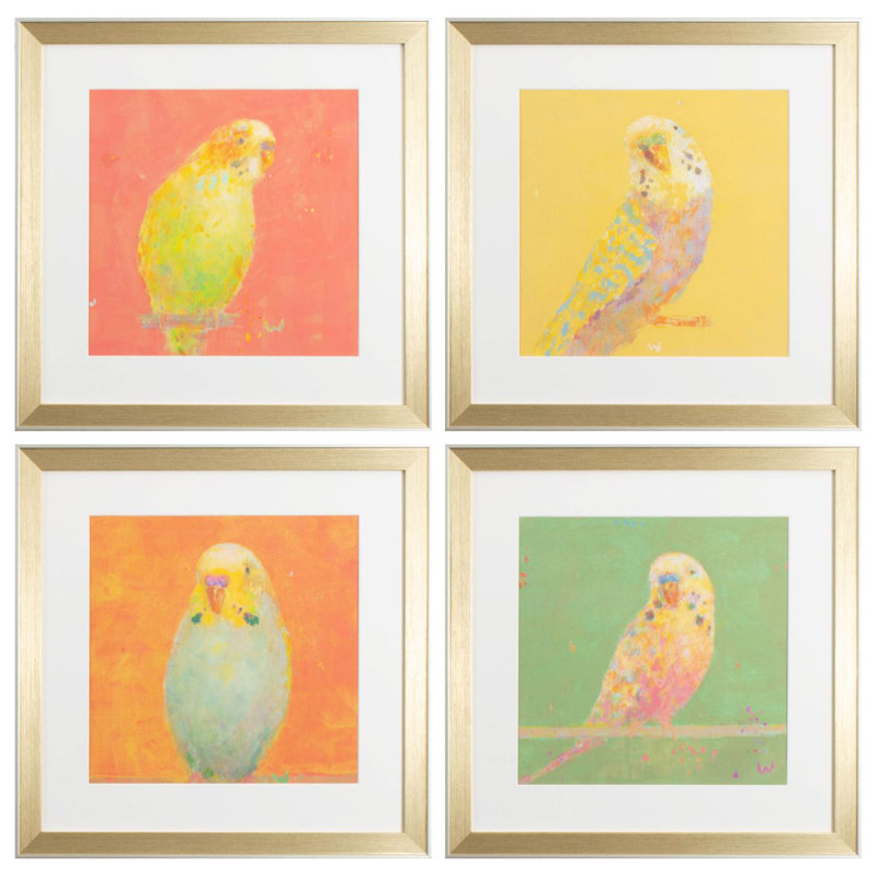 Colorful Bird B - ensemble de 4 reproductions de cadres photo