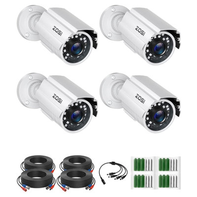1080P Add-On Wired Security Camera Kit, Indoor/Outdoor for Analog DVR, 80ft Day Night Vision -White -  ZOSI, 4AK-2112B-WS-US-A10