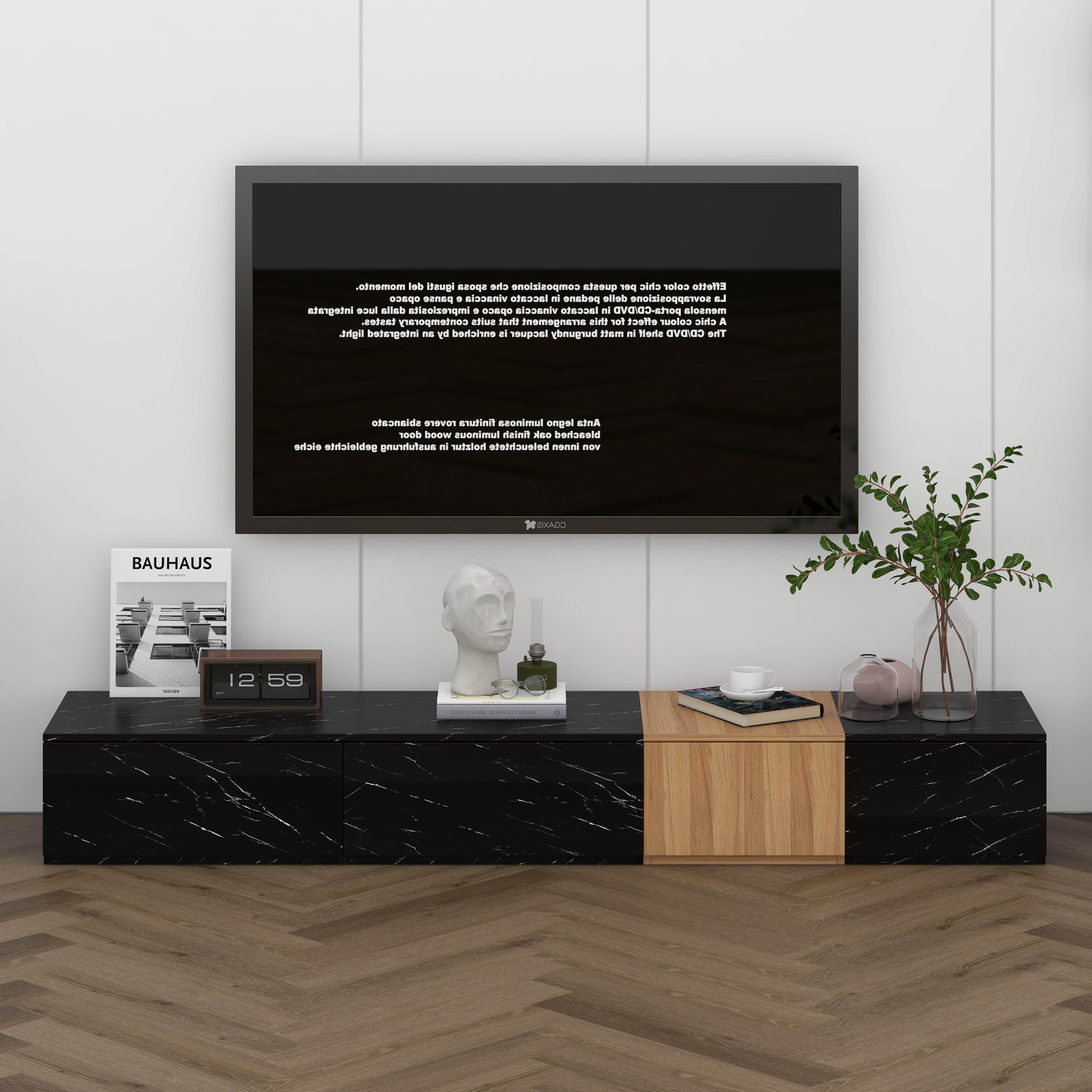 Brayden Studio® TV Stand With Faux Marble, 4 Storage Drawers And Walnut ...