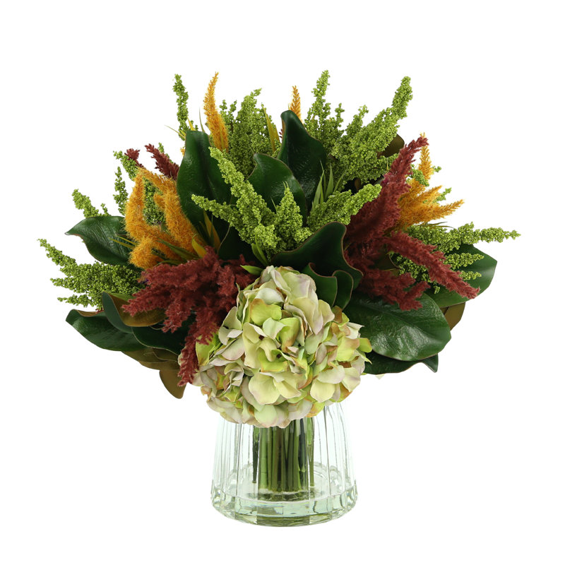 Fall Arrangement With Hydrangea, Heather And Grass