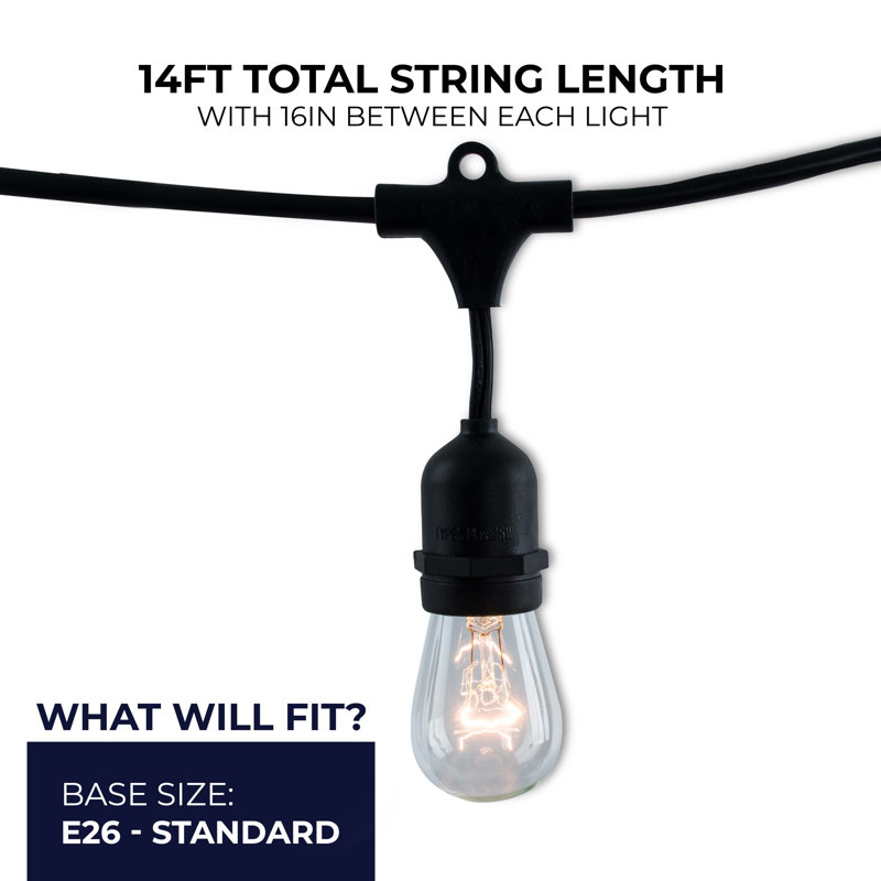 14-ft Outdoor Plug-In String Light (End to End Connectable) Includes 10 Standard Incandescent Bulbs