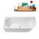 67" Streamline Soaking Glossy White Freestanding Tub and Tray With Internal Drain